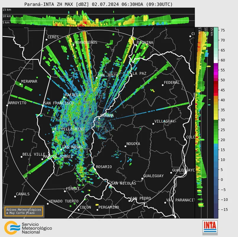 Imagen radar Paraná, Entre Ríos.